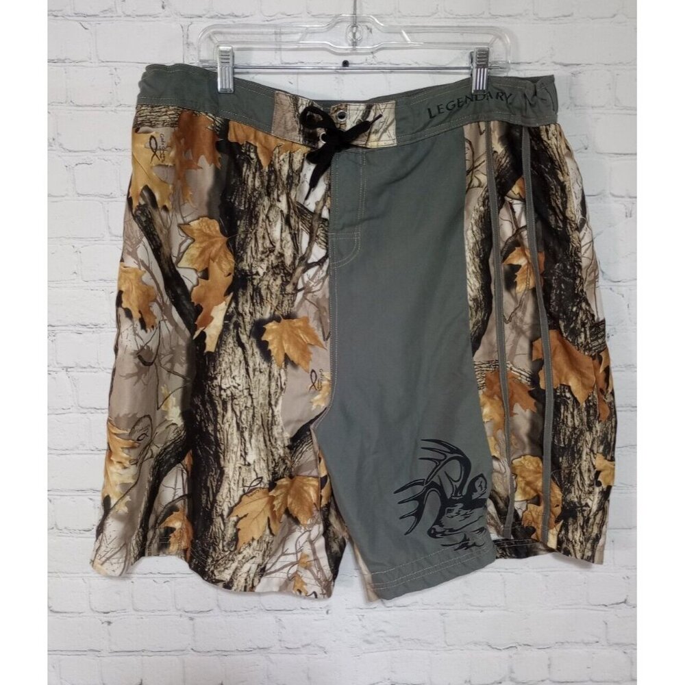 Legendary Whitetails Camo Swim Trunks Mens XXL Lined/ Elastic Waist
